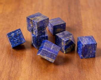 Natural Lapis Lazuli Cube | Polished Blue Stone with Pyrite | Crystal Decor & Collectible