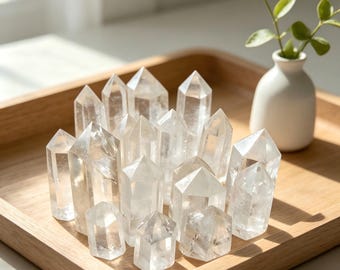 Polished Natural White Crystal Point Tower | Clear Quartz Healing Wand | Crystal Obelisk for Meditation & Energy | Home Decor Gift