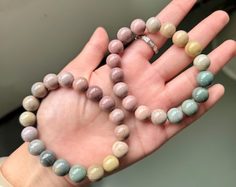 Natural Alashan Agate Bracelet, 6.7" or 7.1" Wrist, Handmade 11mm Beaded Gemstone Bracelet, Vintage Boho Jewelry