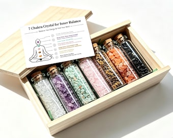 7 Chakra Crystal Set, Natural Gemstone Meditation Kit, Chakra Stones for Mindful Practice, Yoga & Spiritual Decor, Crystal Gift Set