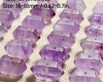 Natürliche Amethyst-Spitzenperlen, violette Quarz-Röhrchenperlen mit Mittelloch, DIY-Schmuckherstellungszubehör, Boho-Edelsteinperlen