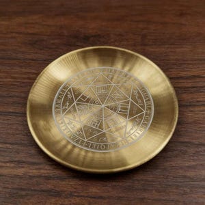 Edelstahl Symbol Platte | Heilige Geometrie Schale | Altar Opferplatte | Hexen-Ritual-Tablett | Spiritueller Decor 14 cm Bild 11
