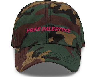 Czapka z daszkiem FREE PALESTINE z haftowanym kamuflażem