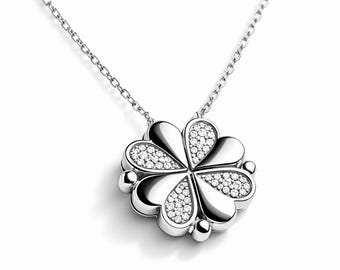 Clover Flower Silver Necklace – Delicate Sterling Silver Pendant – Minimal Everyday Jewelry – Gift for Her