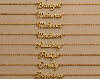 14K Gold Cursive Name Necklace: Personalized Plate Jewelry