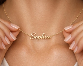 Personalized Name Necklace, 14K Gold Plated Script Name Jewelry PASVCH