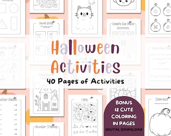Halloween Activity Bundle: Preschool & Kindergarten Worksheets (Digital Download)