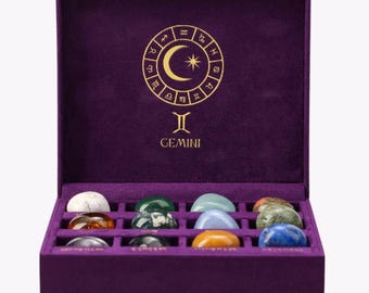 Gemini Zodiac Crystal Set, 12 Monthly Birthstones, Astrology Gift Box,Birthday Gift,