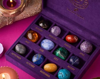 Sagittarius Zodiac Crystal Set  – 12 Healing Stones, Birthday Gift
