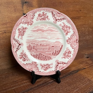 Buyer&#39;s Choice! Red or Pink and White Salad Plates Johnson Brothers Old Britain Castles Transferware Choose One or More