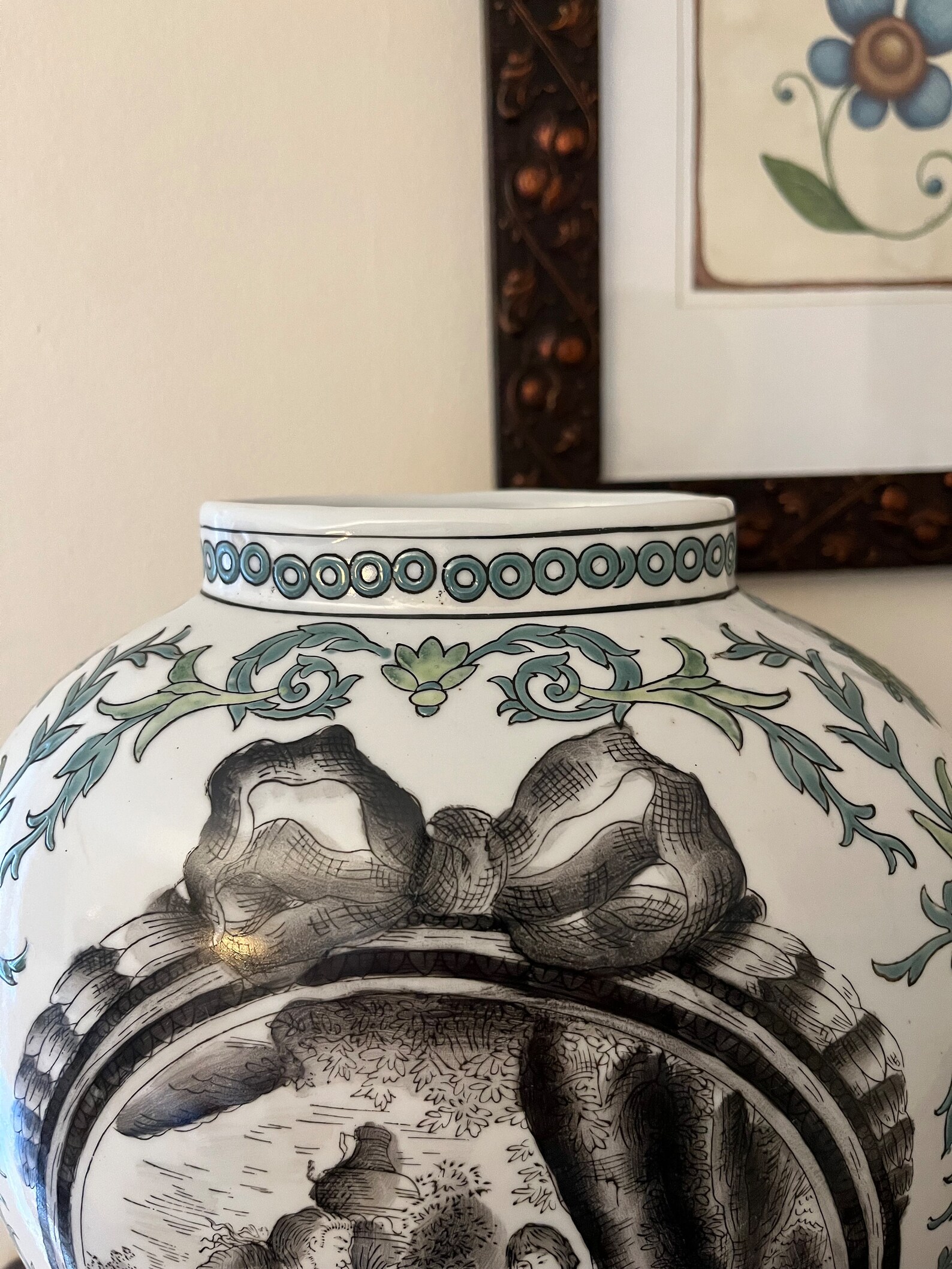 Chinoiserie Ginger Jar Temple Jar Vase Macau Transferware Etsy