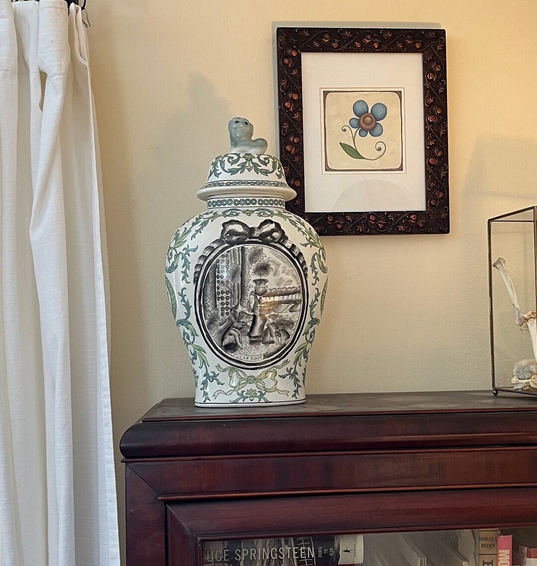 Chinoiserie Ginger Jar Temple Jar Vase Macau Transferware Etsy