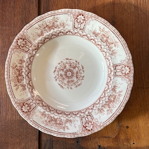 Antique Transferware English Salad Dinner Soup Plates Brown Brisbane Pattern 1888