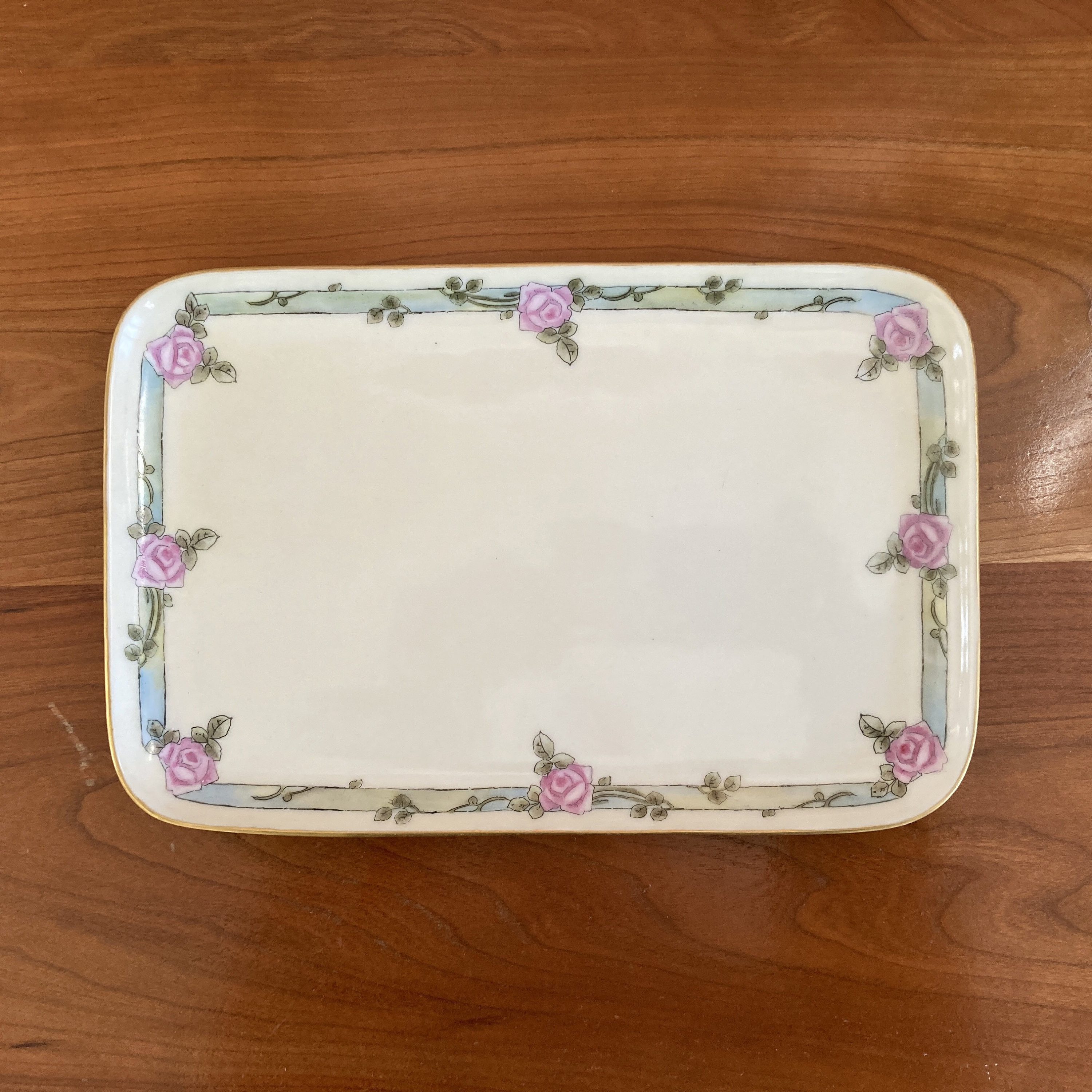 Porcelain Tray With Hand Painted Roses Etsy Israel