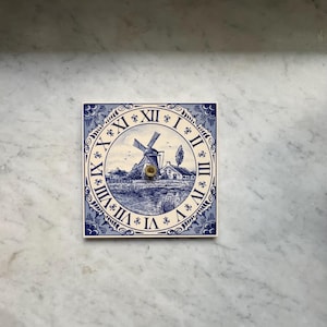 Delft Style Clock Blue and White Roman Numerals Movement Not Included