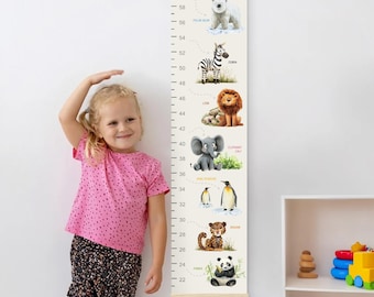 Personalized Animal Growth Chart for Children, Custom Name, Bedroom Decoration, Birthday Gift, Measure Height,Gift for Baby Children