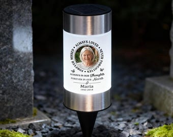 Personalized Always Loved Photo Solar Garden Light with Custom Name Memorial Year Outdoor Lawn Decor Sympathy Bereavement Gift