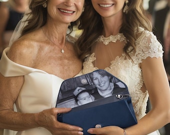 Gepersonaliseerde satijnen vlinderstrikkoppeling met fotovoering Huwelijksverjaardagscadeau voor vrouwen, moeder en bruid en bruidsmeisje