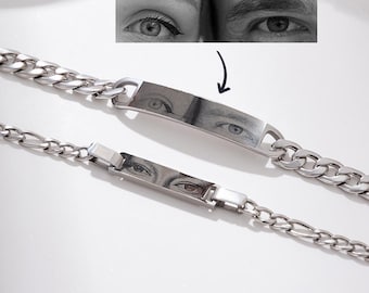 Personalized Adjustable Human Eyes Photo Bracelet Birthday Valentine's Day Anniversary Gift for Women Men
