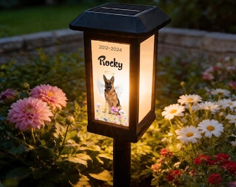 Personalized Pet Photo Angel Wing Solar Garden Light Custom Name Date Rainbow Flower Memorial Lamp Garden Decor Sympathy Gift for Pet Owners