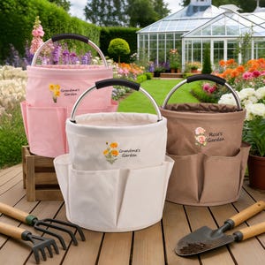 Personalized Birth Flower Gardening Tool Bag, Waterproof & Foldable with Custom Name – Gift for Gardener, Mom, Grandma, Mother's Day