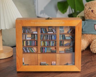 Personalized Anxiety Relief Wooden Miniature Bookshelf Custom Text and Mini Books Home Library Decor Birthday Gift for Book Lovers