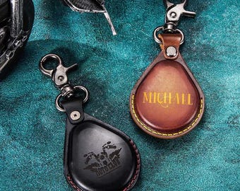 Gepersonaliseerde leren motorhoes sleutelhanger custom logo tekst cadeau voor motorliefhebbers