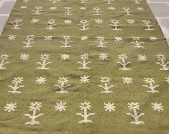 Handwoven Wool Jute Kilim Rug:Vintage Turkish Southwestern Style,Custom Size-Rug 4x6 Rug