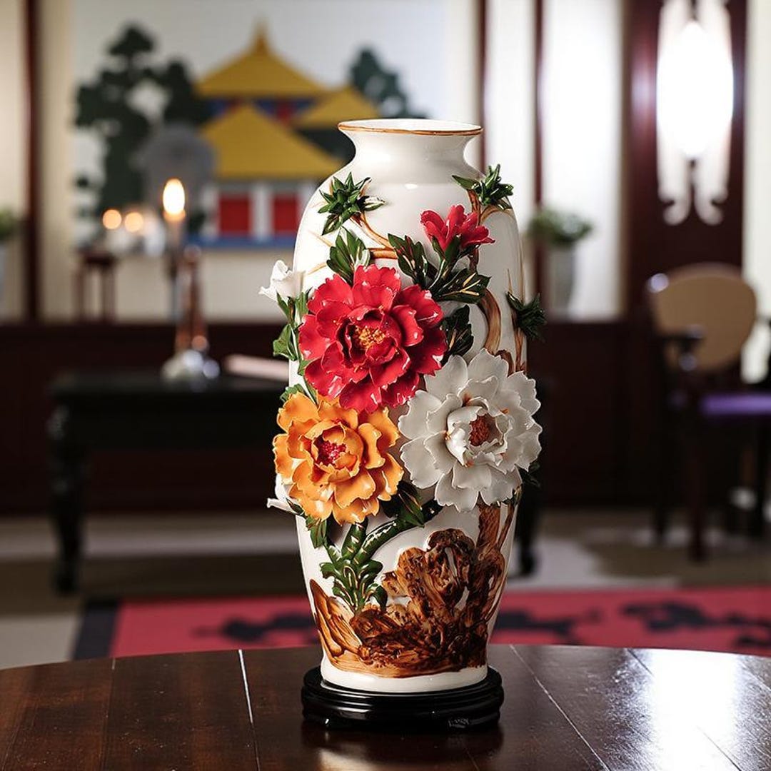 Tall Flower Art Vase, Handmade Luxury Style Home Decor, Creative Floral ...