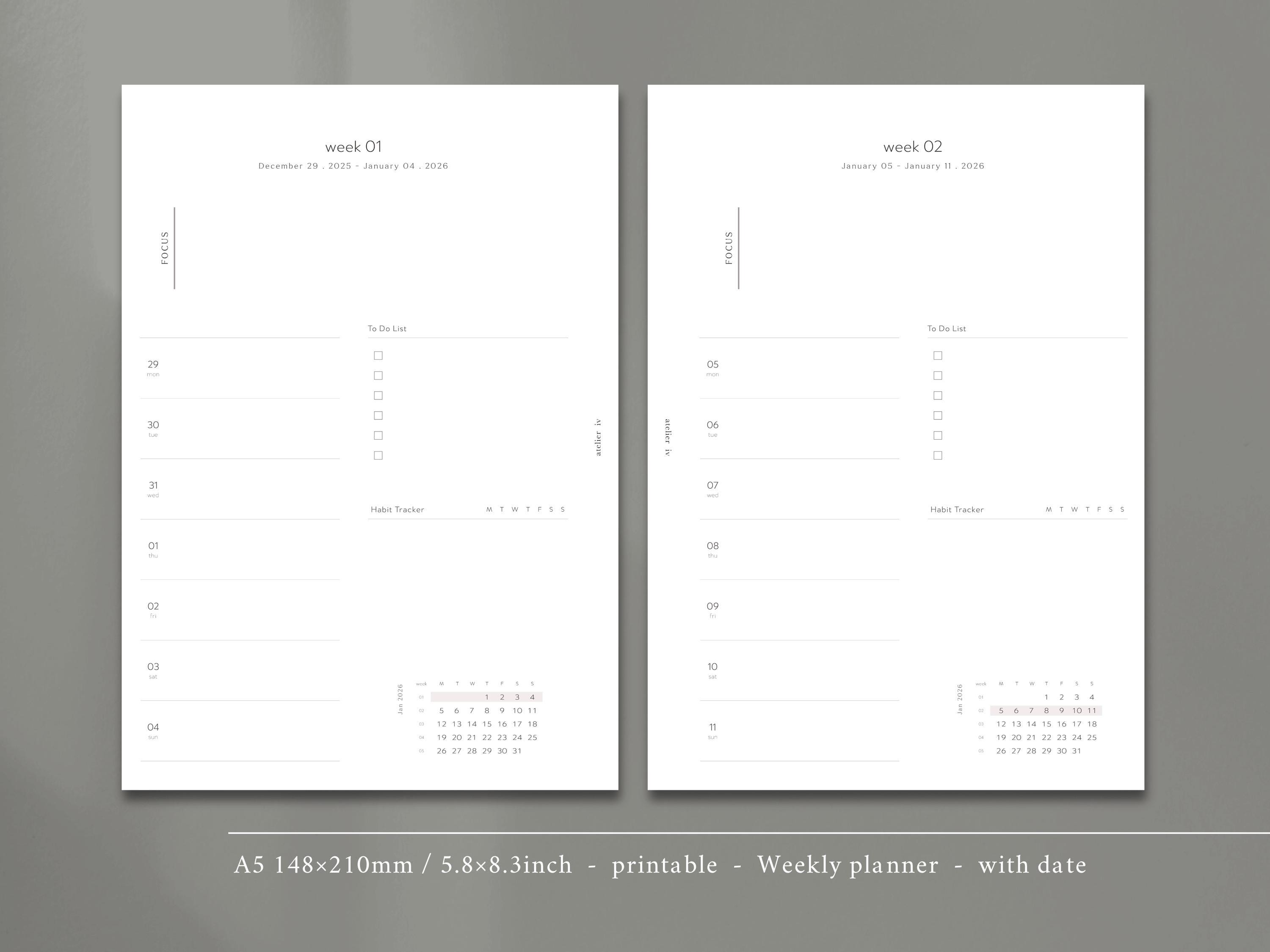 A5 - Weekly Planner 2026 | Dated | Printable Schedule Inserts - Etsy