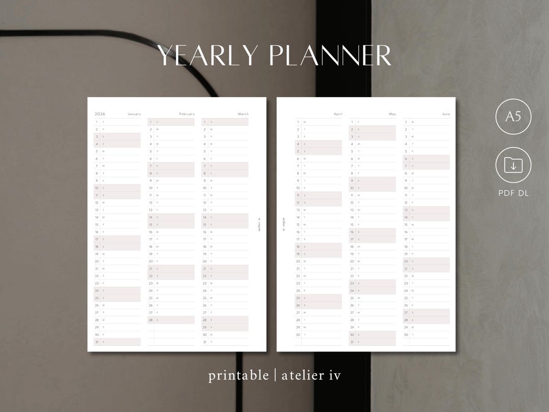 A5 - Yearly Planner 2026 | Dated | Printable Schedule Inserts - Etsy