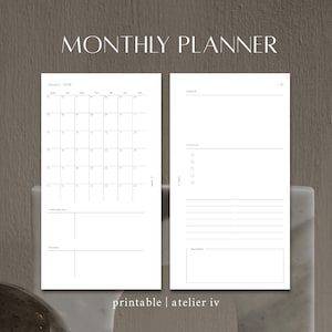 Personal Size - Monthly Planner 2026 | Dated | Printable Schedule Inserts