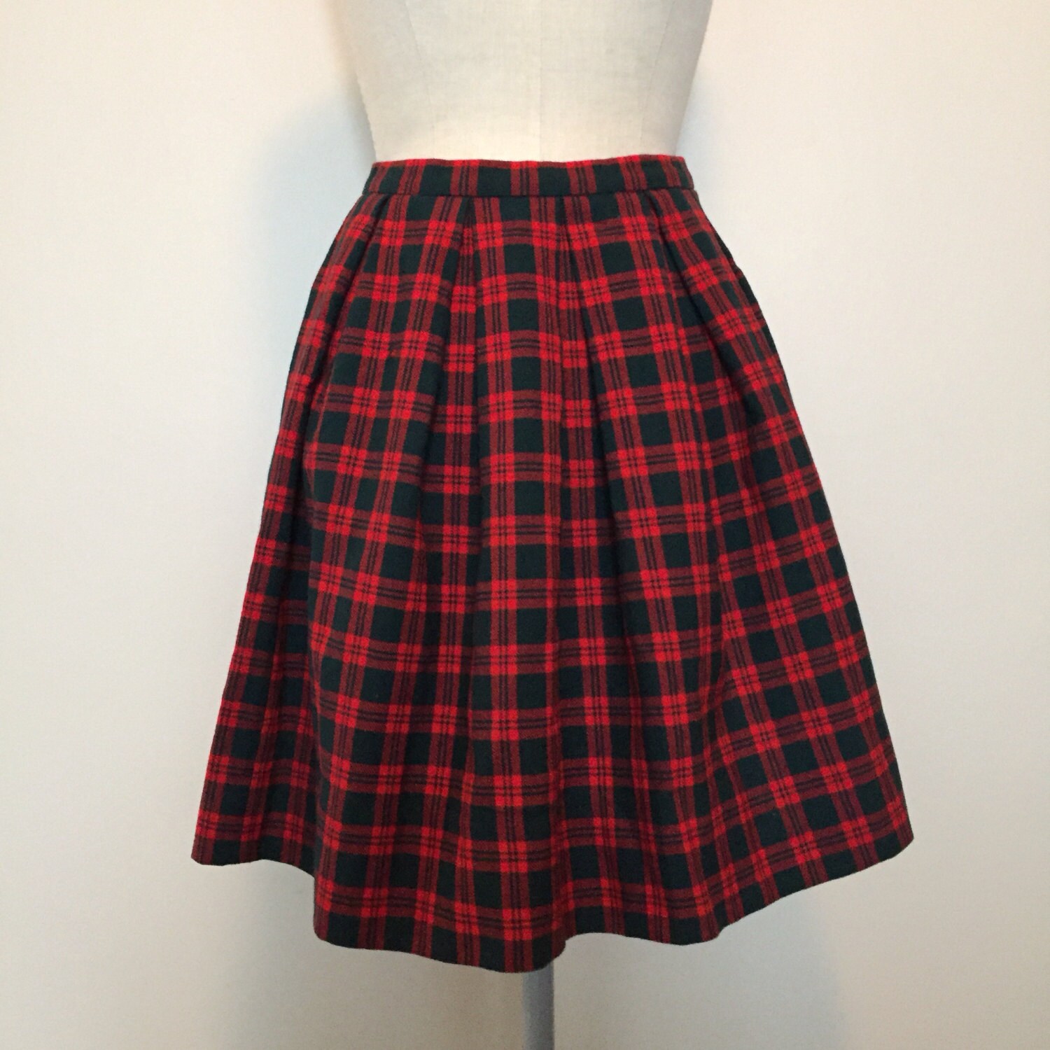 Vintage 50s pleated Wool Plaid Skirt | Etsy