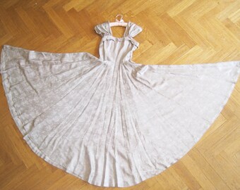 Vintage 40s gray satin long dress XXS