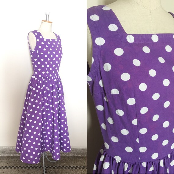 purple polka dot dress