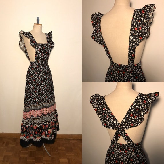 Vintage 1970s Maxi Pinafore Dress XS / S