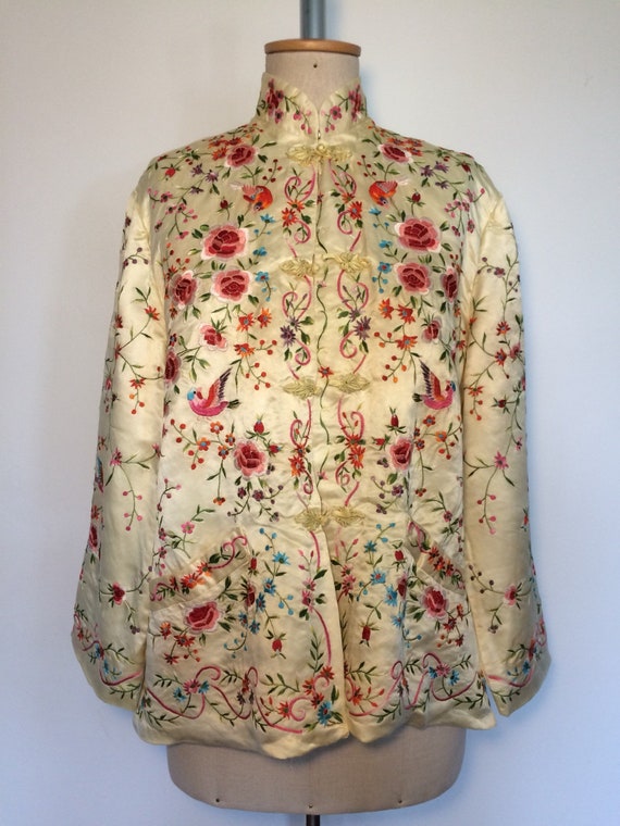 Vintage Plum Blossoms Chinese Silk Embroidered Jac