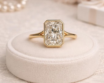 4kt stralende moissaniet ring, ring set verlovingsring, zilveren solitaire ring, minimalistische voorstelring, statement moissaniet ring