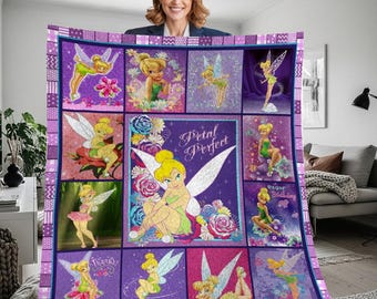 Tinker Bell Weihnachten Fleece-Decke, Weihnachten Tinker Bell Vintage personalisierte Fleece-Decke, personalisierte Decke, Weihnachtsgeschenk