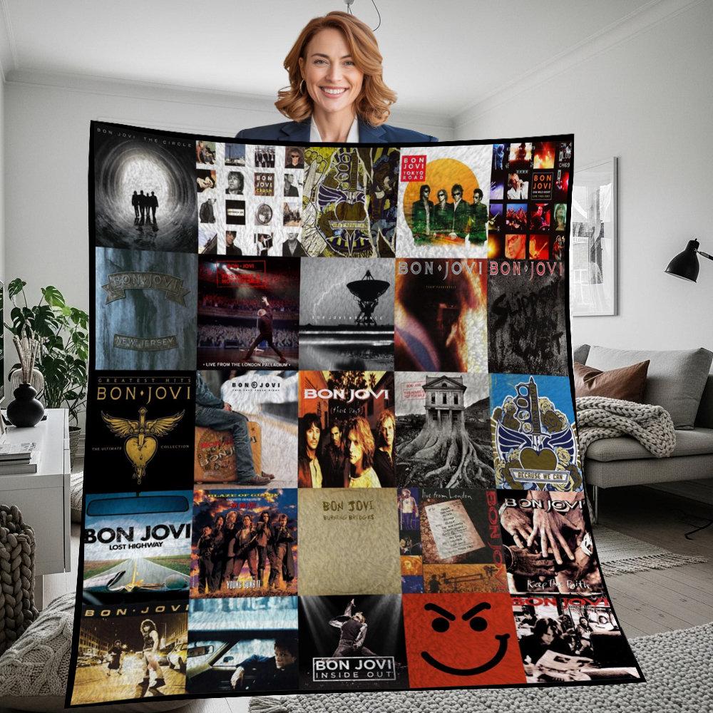 Discover Bon Jovi Fleece Blanket, Bon Jovi Vintage Fleece Blanket, Bon Jovi Lover Gift