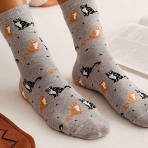 Cat Kitty Cat Women Socks, Socks, Funny Socks, Crazy Socks, Colorful Socks, Gift Idea, Perfect Gift, Mismatched