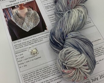 Strickset, handgefärbtes Merinogarn, Rindsleder