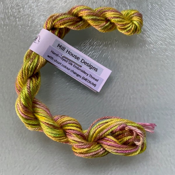 NEW Hand-dyed Silk Embroidery Threads with short colour changes, medium silk threads, embroidery thread, silk thread