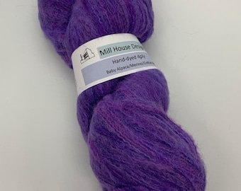 Hand-dyed  Luxury yarn, alpaca merino cotton blend yarn, fluffy yarn