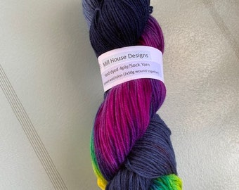 Handdyed Sock Yarn, Knit Matching Socks, Multicoloured sock yarn