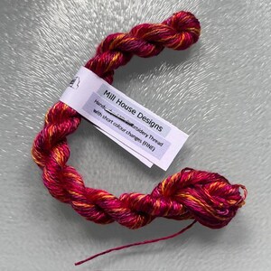 8Fine Hand-dyed Silk Embroidery Threads with short colour changes, fine silk threads, embroidery thread, silk thread