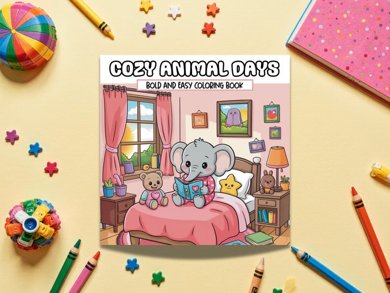 Bold and Easy Cozy Animals Coloring Book | 41 Kawaii Relaxing Pages PDF ...