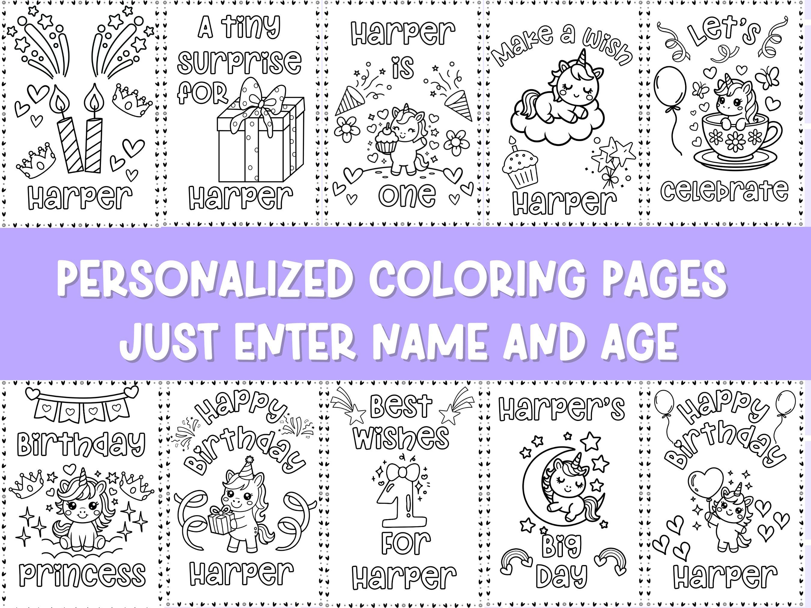 Personalized Birthday Coloring Pages – Custom Name Unicorn Printable ...