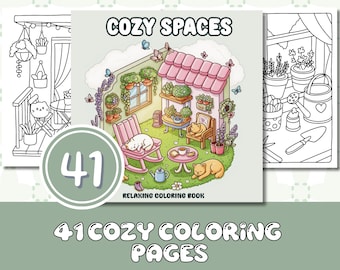 Cozy Spaces Coloring Pages | 41 Relaxing Corners Coloring Book PDF + PNG