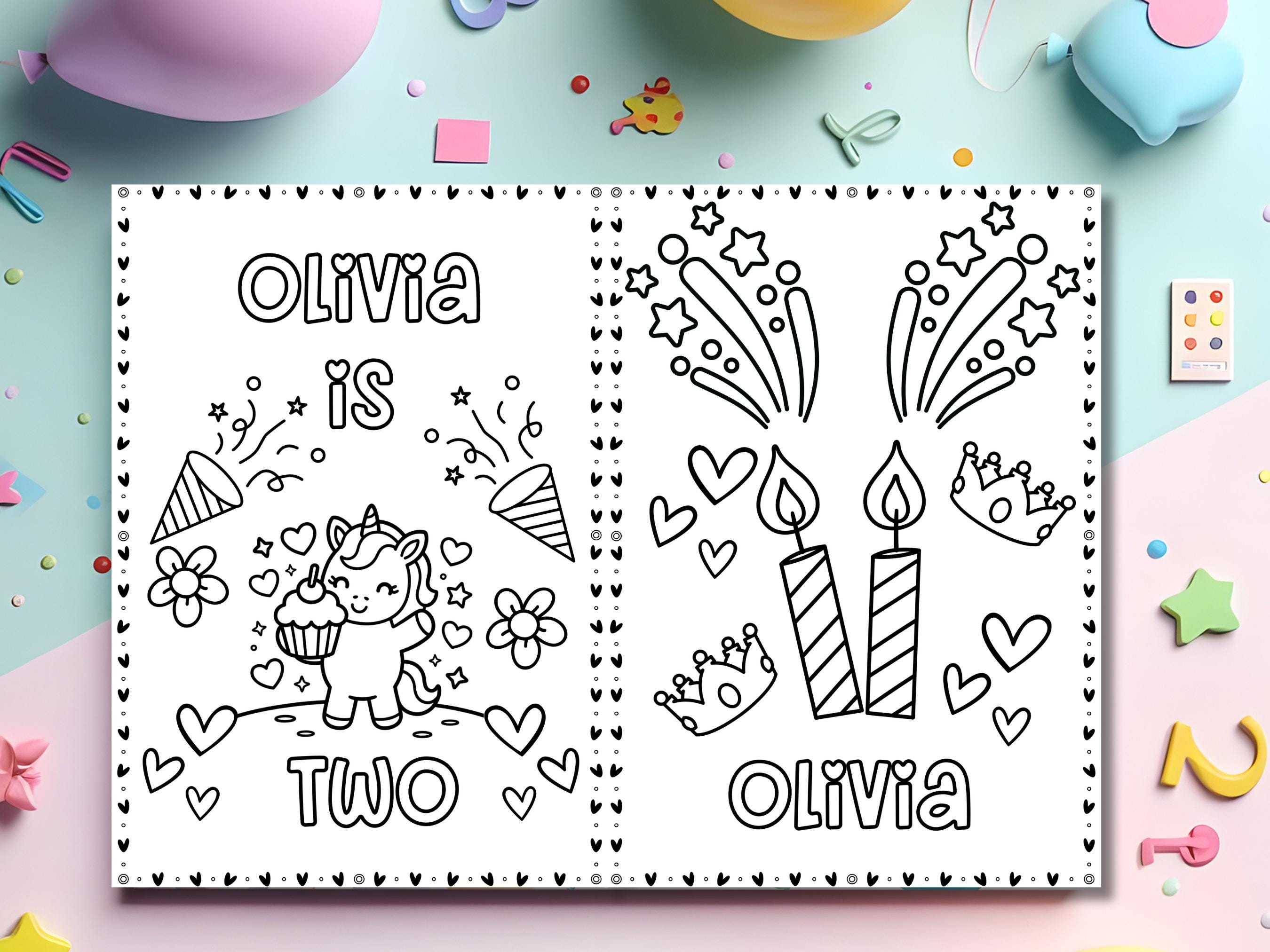 Personalized Birthday Coloring Pages – Custom Name Unicorn Printable ...
